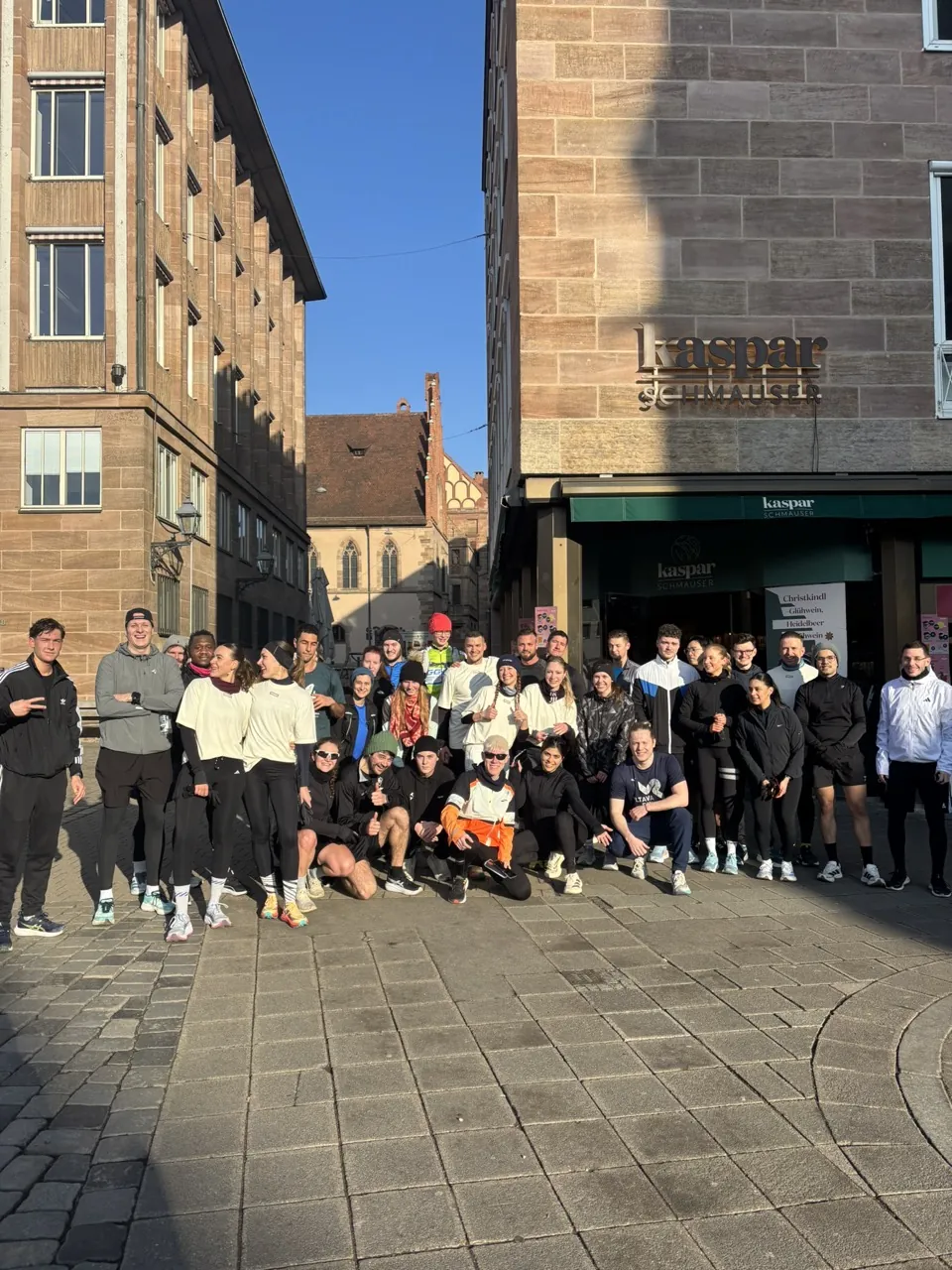 The After: the CRU crew in front of a café in Nürnberg's old town